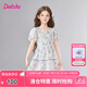 笛莎（DEESHA）童裝兒童女童公主裙2025夏季新款中大童夏季雪紡印花連衣裙 淺紫印花 130