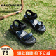 康奈（kangnai）女鞋夏季新款粗跟露趾時(shí)裝涼鞋魔術(shù)貼運(yùn)動(dòng)休閑涼拖18234023 黑色 35