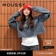 moussy 早春新品迪士尼合作款假兩件純棉衛(wèi)衣女010HSQ90-0270 021淺黑色 均碼