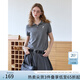 范思藍(lán)恩范思藍(lán)恩美式復(fù)古Polo領(lǐng)針織衫長袖女春2025新款通勤百搭上衣1363 花灰色-短袖 L