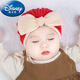 迪士尼（Disney）嬰兒帽子春秋款新生兒胎帽可愛(ài)超萌0到3個(gè)月女寶寶秋冬季印度帽 包邊蝴蝶結胎帽-紅色 參考0-6個(gè)月