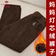 俞兆林媽媽褲子春秋長(cháng)褲燈芯絨中老年人女褲奶奶秋冬棉褲加絨寬松大碼褲 卡其單件加絨冬款 3XL 建議115-130斤