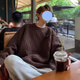 POUM男裝聯(lián)名日系簡約圓領(lǐng)毛衣男秋季懶慵風(fēng)寬松復(fù)古麻花針織衫男士 BNGYL-M04咖色 XL