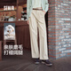 森馬（Semir）休閑褲女純棉打褶闊腿褲腰帶秋復古磨毛長褲顯腿長101524127005A