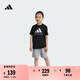 adidas男女小童休閑簡(jiǎn)約舒適純棉短袖套裝兒童夏季阿迪達(dá)斯輕運(yùn)動(dòng)   黑色/中麻灰   128