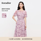 珂萊蒂爾2025年春季新款優(yōu)雅氣質(zhì)茶歇裙女收腰仙女碎花連衣裙通勤 淡紫紅 L
