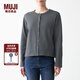 無印良品 MUJI 女式 粗棉線 天竺編織 開衫 BBJ04A1S 炭灰色 S