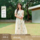 茵曼甜美植物碎花純棉連衣裙2025夏季女裝新品溫柔度假寬松長(zhǎng)裙子 杏色 M