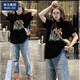棉致歐貨大版奶杏色2025新款寬松設(shè)計(jì)感短袖t恤女夏季純棉體恤中長(zhǎng)款 黑色[郁金香] 2XL建議150-170斤 均碼