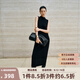 艾諾絲雅詩【商場同款】春秋新品長款黑色休閑通勤無袖連衣裙女30819825 黑色 M