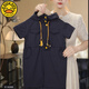 G.DUCKKIDS兒童工裝連體衣2025夏季寶寶衣服短袖夏裝中小童男女寶連身衣時尚 藏青色連體漁夫褲 36cm 120 碼建議身高 110-120