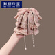 默研（MOYAN）日韓仙女夢(mèng)幻紫色碎花飄逸大蝴蝶結掛珠馬尾發(fā)夾子半扎發(fā)發(fā)飾發(fā)卡 流蘇馬尾夾  A12-201