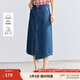 茵曼（INMAN）純棉復(fù)古開(kāi)叉牛仔裙女2025夏季高腰顯瘦百搭繡花A字半身裙子 牛仔藍(lán) M