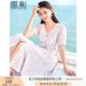 香影v領(lǐng)碎花連衣裙女2025夏裝新款中長(cháng)款a字裙高腰泡泡袖紫色裙子 紫色 M