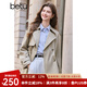百圖betu女裝2025春季新款風(fēng)衣翻領(lǐng)松緊腰顯瘦袖口刺繡風(fēng)衣女2501T49 卡其色 XS