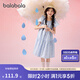 巴拉巴拉女童裙子兒童連衣裙2025新款夏裝中大童純棉甜美A字塔裙 紫色調00377 160
