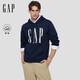 GAP【情人節(jié)】男女裝秋季新款logo印花抓絨寬松套頭連帽衫衛(wèi)衣786923