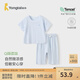 童泰（TONGTAI）寶寶短袖套裝夏季莫代爾嬰兒衣服男童女童上衣七分褲兒童睡衣 藍(lán)色 90