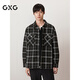 GXG男裝  黑格小香風(fēng)寬松長(cháng)袖襯衫外套男生秋季新品G24X033 黑格 S