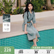 秋水伊人優(yōu)雅浪漫裙子2025年夏季新款氣質(zhì)簡(jiǎn)約通勤立領(lǐng)設(shè)計(jì)連衣裙 牛仔藍(lán) M