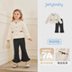 JELLYBABY【2025秋上新】女童套裝兒童時(shí)髦秋裝衣服小童法式千金寶寶兩件套 杏色 130