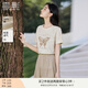 香影黃色蝴蝶刺繡t恤短袖女2025夏季新款圓領顯瘦設計感純棉上衣 黃色 M 160/84A/95-110斤