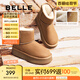 百麗（Belle）君妍同款小暖爐2代厚底雪地靴女棉鞋加絨保暖短靴D1K2DDD4 【吳宣儀同款】棕色 第二代 39 (245mm)