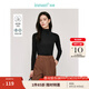 茵曼（INMAN）打底衫女士洋氣美膚T恤2025春季女裝新款半高領(lǐng)刺繡長袖修身上衣 黑色 XL