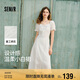 森馬（Semir）連衣裙女設計感重工繡花夏2025花邊翻領泡泡袖小白裙107425114041