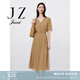 玖姿（JUZUI）商場同款優(yōu)雅輕盈肌理V領(lǐng)連衣裙女夏款JWEX50009 淺咖啡 L