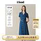 ELAND衣戀牛仔連衣裙女v領(lǐng)抽褶泡泡袖收腰腰帶裙子2025夏季新款 中牛仔色(01)M/Indigo L /170