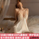 CGZK【100%桑蠶絲】性感睡衣女春秋款真絲夏季情調內衣純欲風(fēng)吊帶睡裙 奶黃（睡裙內褲+睡袍） L