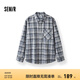 森馬（Semir）[商場(chǎng)同款]長袖襯衫男純棉法蘭絨格子外套2025秋新款經(jīng)典百搭 灰藍(lán)色調(diào)00428 XL
