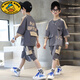 G.DUCKKIDS男童夏裝套裝2025新款兒童短袖夏季帥氣網(wǎng)紅炸街夏款兩件套衣服 灰色 HAG套裝 160 建議身高151厘米左右