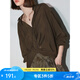 COCOBELLA設(shè)計(jì)感捏褶飄帶襯衫女早秋靈動(dòng)優(yōu)雅通勤襯衣SR3067 茶棕 M