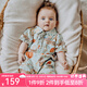 OAK FAMILY嬰兒衣服連體衣新生兒夏季西裝領(lǐng)滿月初生男女寶寶爬服 環(huán)游日記 (無骨工藝)不含帽 80cm （推薦9~18個(gè)月）