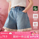 ASK JUNIOR兒童褲子25夏中大童拼接網(wǎng)紗A字短褲女童青少年牛仔褲 藍(lán)色  160 