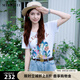 謎底印花T恤短袖女2025夏季新款復(fù)古百搭圓領(lǐng)修身上衣256MT6260 亮白 XL