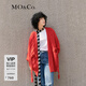 MO&Co.【新中式】毛衣開衫綿羊毛國風(fēng)盤扣吊墜寬松外套紅色摩安珂 大紅色 M/165