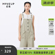 幻走（MOVEUP）2023夏季新款.FUN系列 大貼袋撞色線紐扣設(shè)計師背帶褲女 淺卡其 M