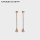 CHARLES&KEITH25夏新品玫瑰后花園系列時尚耳線耳釘CK5-43220045 Brushed Rose Gold拉絲玫瑰金 2個