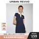 UR2025夏季新款女學(xué)院風(fēng)撞色拼接收腰Polo領(lǐng)連衣裙UYY750079 墨藍(lán) M