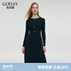歌莉婭（GOELIA）女裝晚會(huì)氣質(zhì)通勤黑色毛織連身裙1C9L4G890 00B黑色 S