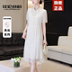 拉倫菲韻高端品牌真絲連衣裙女2025夏季新款氣質(zhì)優(yōu)雅寬松刺繡桑蠶絲襯衫裙 米杏色（100%桑蠶絲） M 【90-115斤】