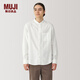 無印良品（MUJI） 男式 法蘭絨 立領(lǐng)長袖襯衫 男士襯衣外套 男裝上衣冬季空調(diào)衫 米白色 M(170/92A)