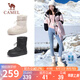駱駝（CAMEL）雪地靴女簡(jiǎn)約厚底束帶中筒保暖靴 L23W577074 米色 37 