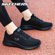 斯凱奇（Skechers）女鞋冬季運動(dòng)鞋子女新款時(shí)尚綁帶健步鞋透氣網(wǎng)面舒適跑步鞋休閑鞋 黑色 36.5