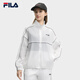FILA 斐樂官方女士梭織外套2025夏新款時尚休閑簡約立領(lǐng)寬松上衣 云菇白-WT L 170/88A/L