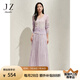 玖姿·安娜蔻藝術(shù)感流光裙光澤感百褶傘裙半身裙女2025春季新款 粉紫 L