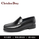 克雷斯丹尼（Chrisdien Deny）男鞋胎小牛皮商務(wù)休閑皮鞋套腳通勤一腳蹬皮鞋樂(lè)福鞋 黑色GKFN901N1J 42 (260mm)